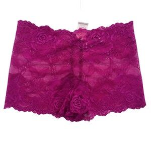 PINK Victoria's Secret • Womens Fuchsia Lace Boy Short Panties SMALL NWT